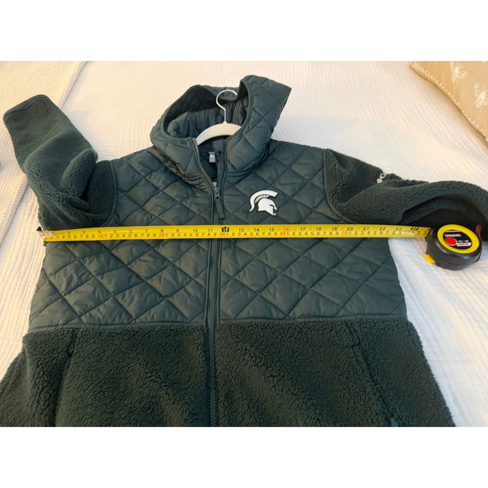 Columbia Michigan State Spartans MSU Green Quilted Sherpa Hybrid Jacket Hooded L - Picture 5 of 8